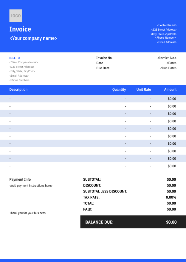 Professional Business Invoice Template